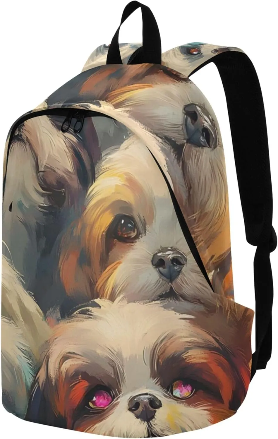 CHIFIGNO Blue Pink Cute Backpacks for Woman Casual Colorful Shih Tzu Dogs Abstract Cool Cool Teen Backpacks for Girls