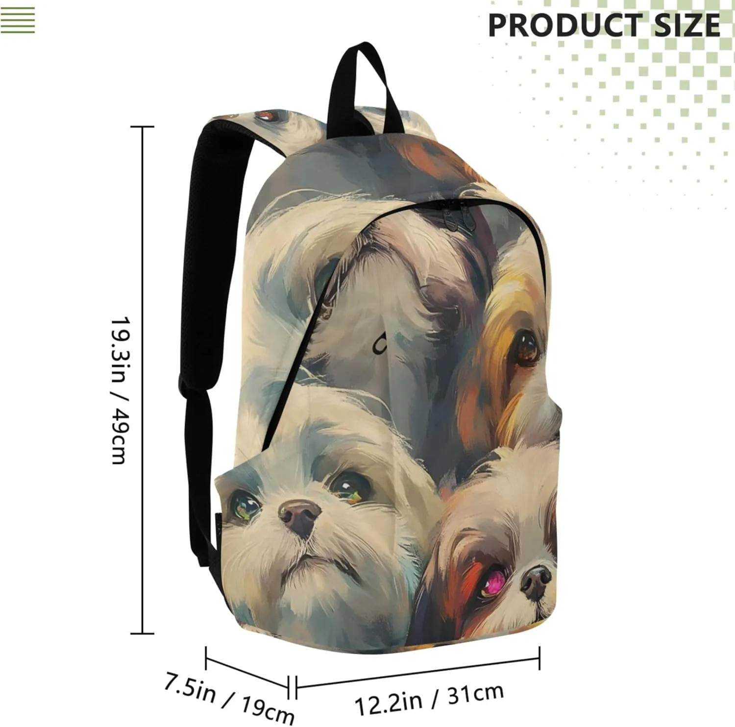CHIFIGNO Blue Pink Cute Backpacks for Woman Casual Colorful Shih Tzu Dogs Abstract Cool Cool Teen Backpacks for Girls