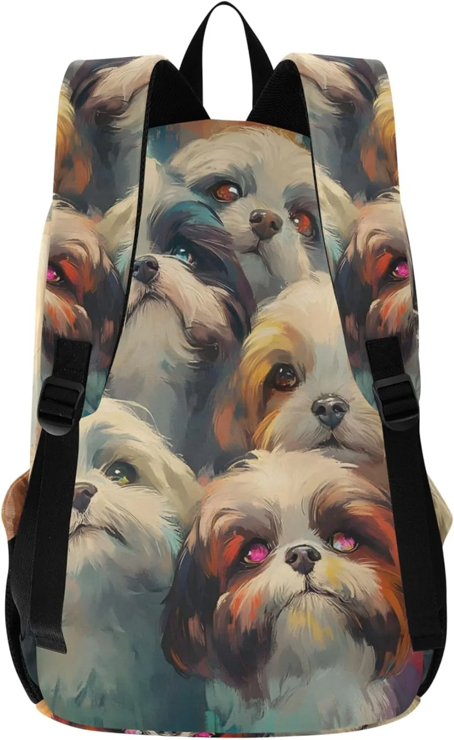 CHIFIGNO Blue Pink Cute Backpacks for Woman Casual Colorful Shih Tzu Dogs Abstract Cool Cool Teen Backpacks for Girls
