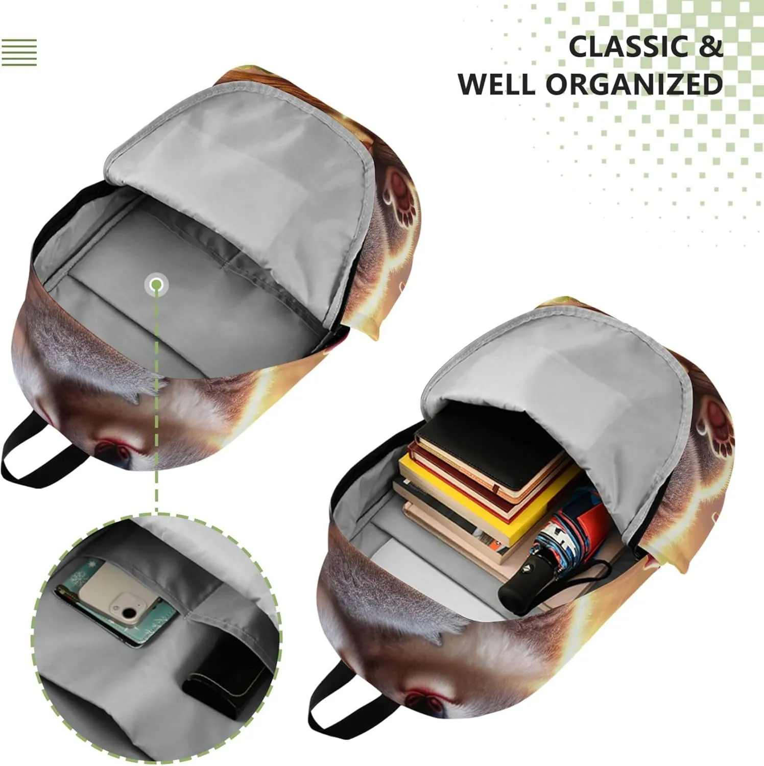 CHIFIGNO Stylish Casual Daypack Backpack for Women Simple Cute Koalas Heart Candlelight Bookbag Backpack for School