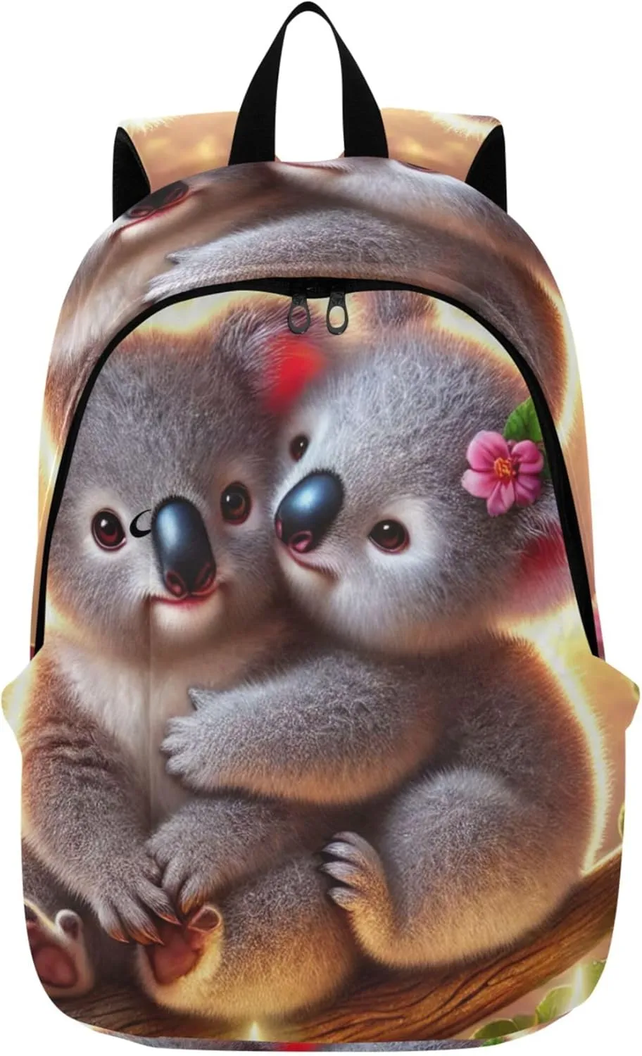 CHIFIGNO Stylish Casual Daypack Backpack for Women Simple Cute Koalas Heart Candlelight Bookbag Backpack for School