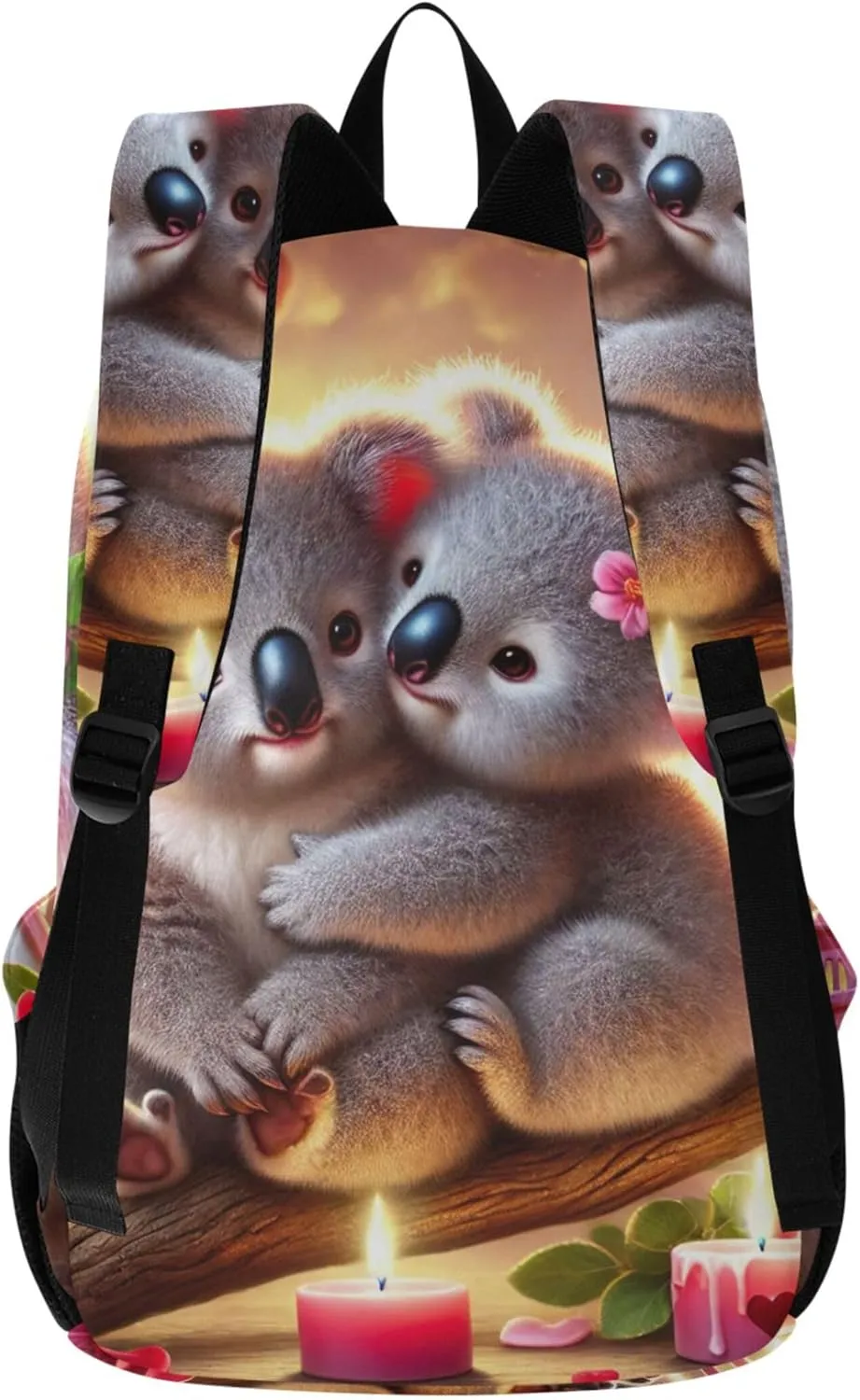 CHIFIGNO Stylish Casual Daypack Backpack for Women Simple Cute Koalas Heart Candlelight Bookbag Backpack for School