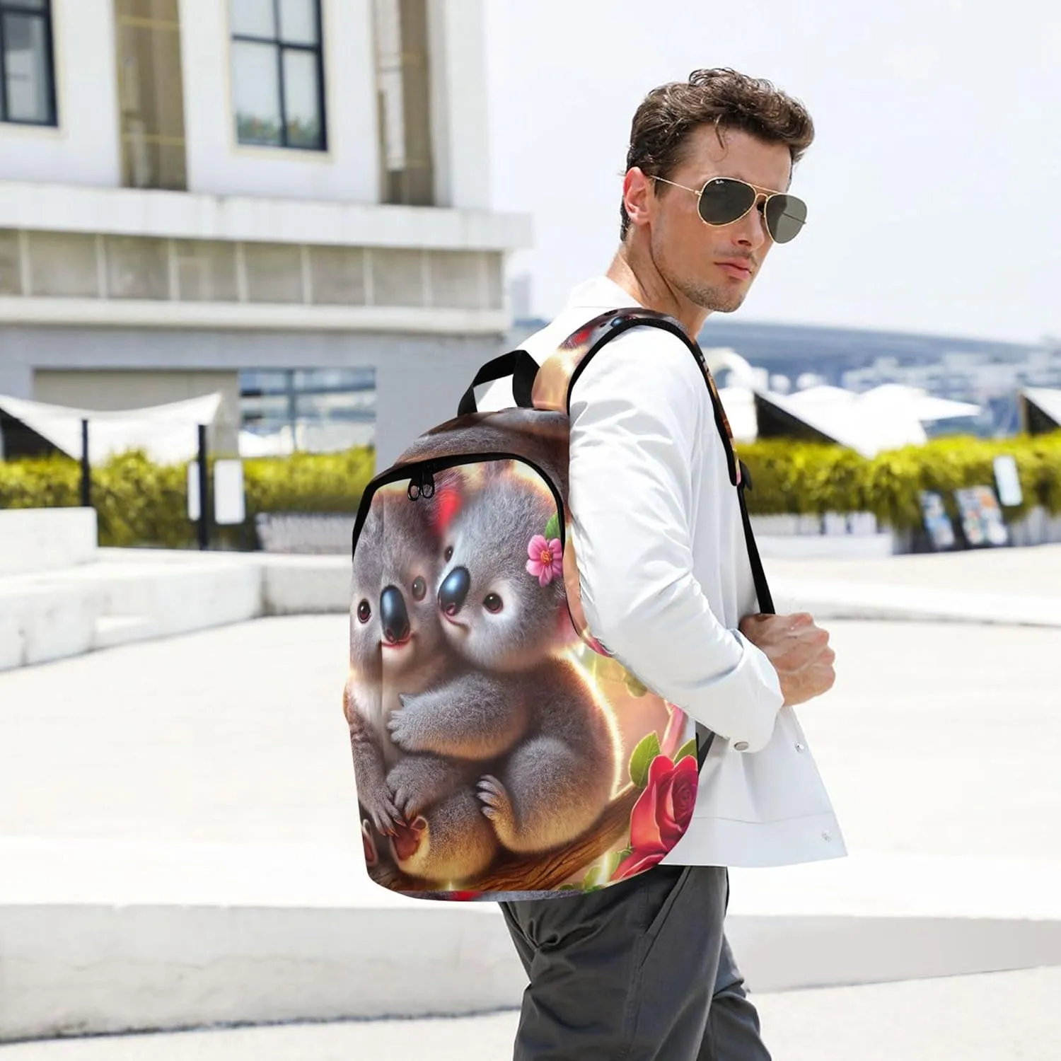 CHIFIGNO Stylish Casual Daypack Backpack for Women Simple Cute Koalas Heart Candlelight Bookbag Backpack for School