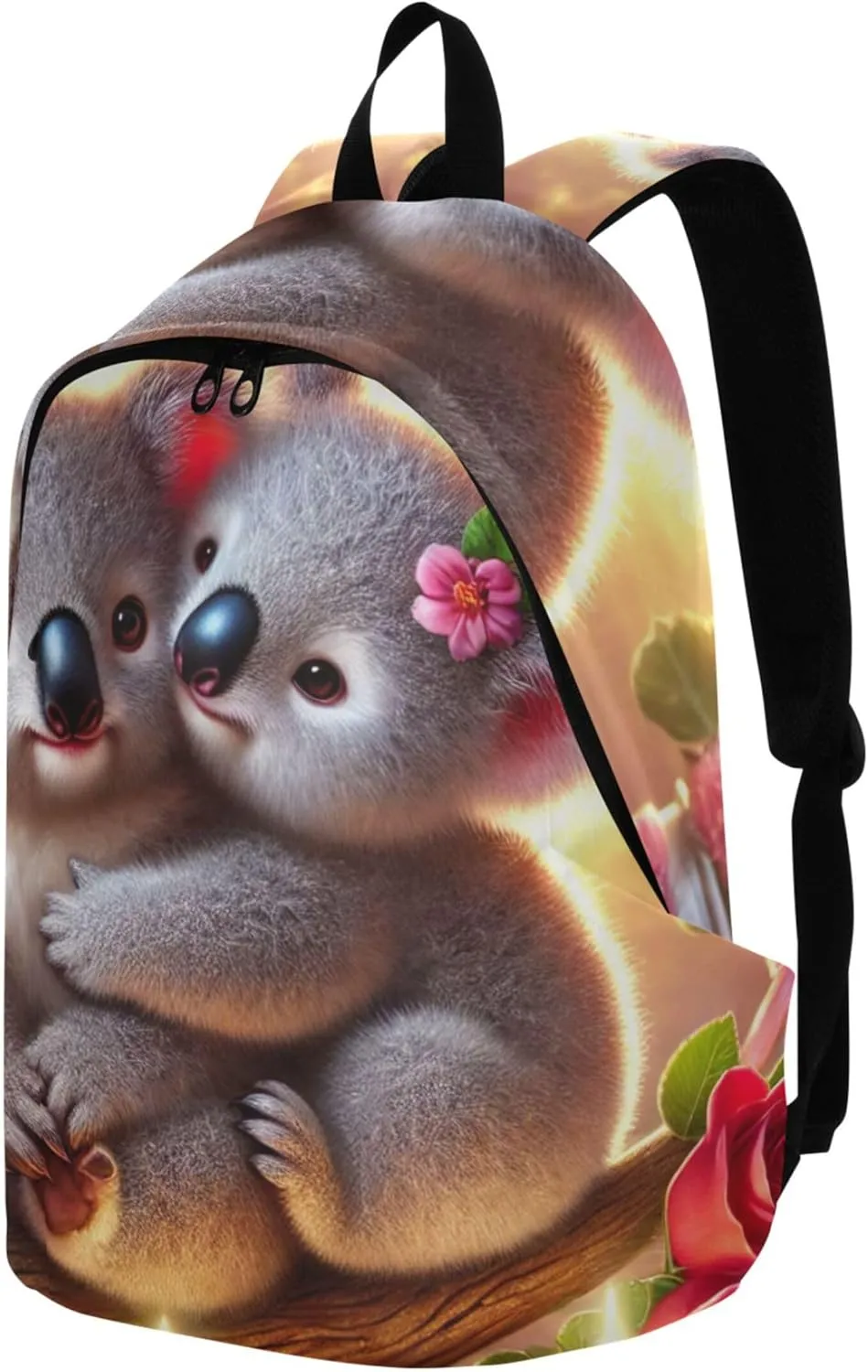 CHIFIGNO Stylish Casual Daypack Backpack for Women Simple Cute Koalas Heart Candlelight Bookbag Backpack for School