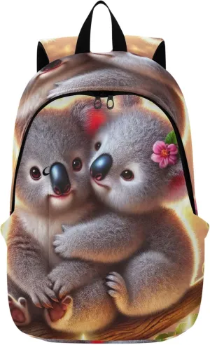 CHIFIGNO Stylish Casual Daypack Backpack for Women Simple Cute Koalas Heart Candlelight Bookbag Backpack for School