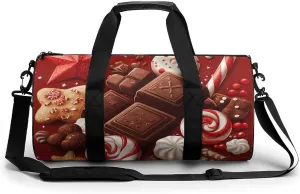 Chocolate Candy Sweets Gym Bag Travel Duffel Bag Lightweight Carry On Weekender Bag Tote Bags for Women Men