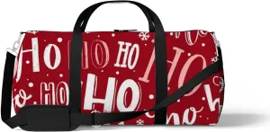 Christmas Funny Ho Lettering Sports Duffel Bag Travel Gym Tote Bags Lightweight Durable Shoulder Strap Waterproof Polyester Outside Mesh Pocket Overnight Trip Duffel Bag for Women Men