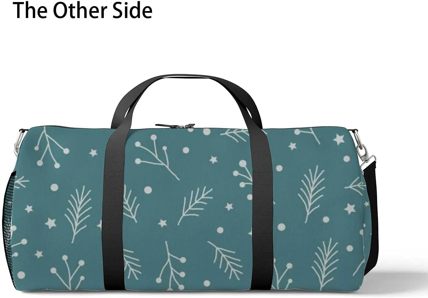 Christmas Spruce Tree Stars Circles Sports Duffel Bag Travel Gym Tote Bags Lightweight Durable Shoulder Strap Waterproof Polyester Outside Mesh Pocket Overnight Trip Duffel Bag for Women Men