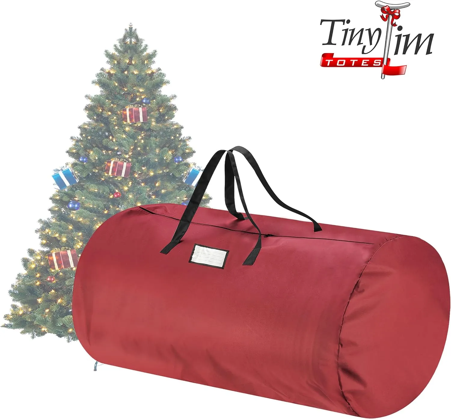 Christmas Tree Storage Bag - Oxford Canvas Holder with Zipper and Handle for 12-Foot Artificial Tree, Garlands, or Inflatables by Tiny Tim Totes (Red)