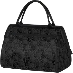 Circle Concentric Womens Weekender Overnight Bag Black Travel Duffel Bag 25L Carry On Tote Bag Gym Duffle Bag for Women Teen Girls