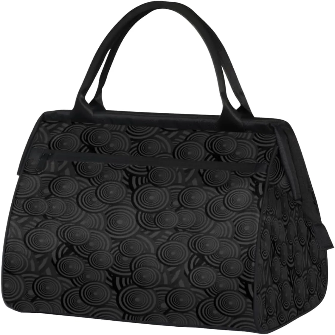 Circle Concentric Womens Weekender Overnight Bag Black Travel Duffel Bag 25L Carry On Tote Bag Gym Duffle Bag for Women Teen Girls