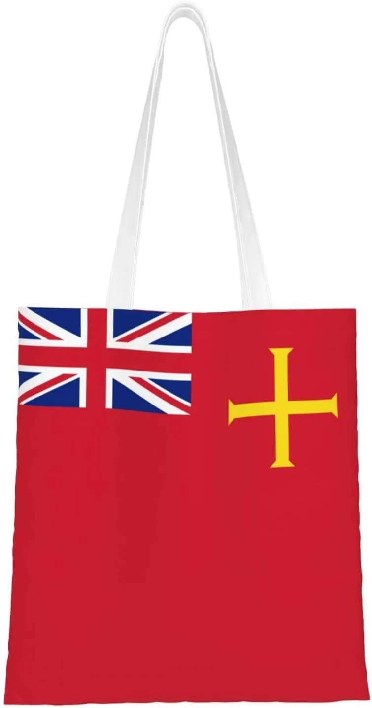Civil Ensign Of Guernsey Tote Bag for Women Canvas Shopping Bags Reusable Large Capacity Casual Shoulder Handbags Grocery Bags DIY Gift Bags