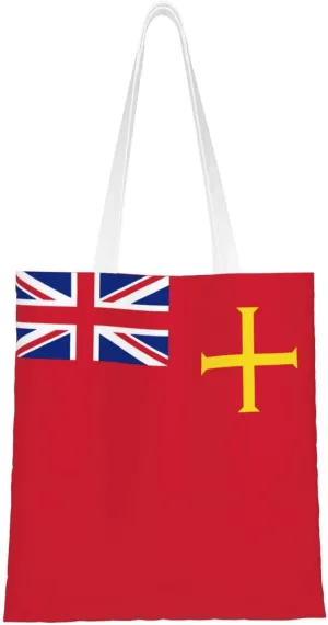 Civil Ensign Of Guernsey Tote Bag for Women Canvas Shopping Bags Reusable Large Capacity Casual Shoulder Handbags Grocery Bags DIY Gift Bags