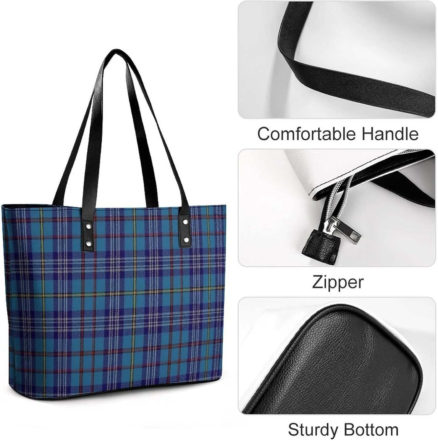 Clan Rutherford Tartan Large Capacity Portable Leather Handbag