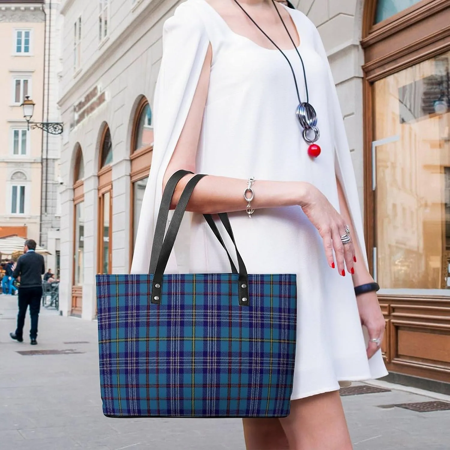 Clan Rutherford Tartan Large Capacity Portable Leather Handbag