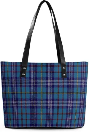 Clan Rutherford Tartan Large Capacity Portable Leather Handbag