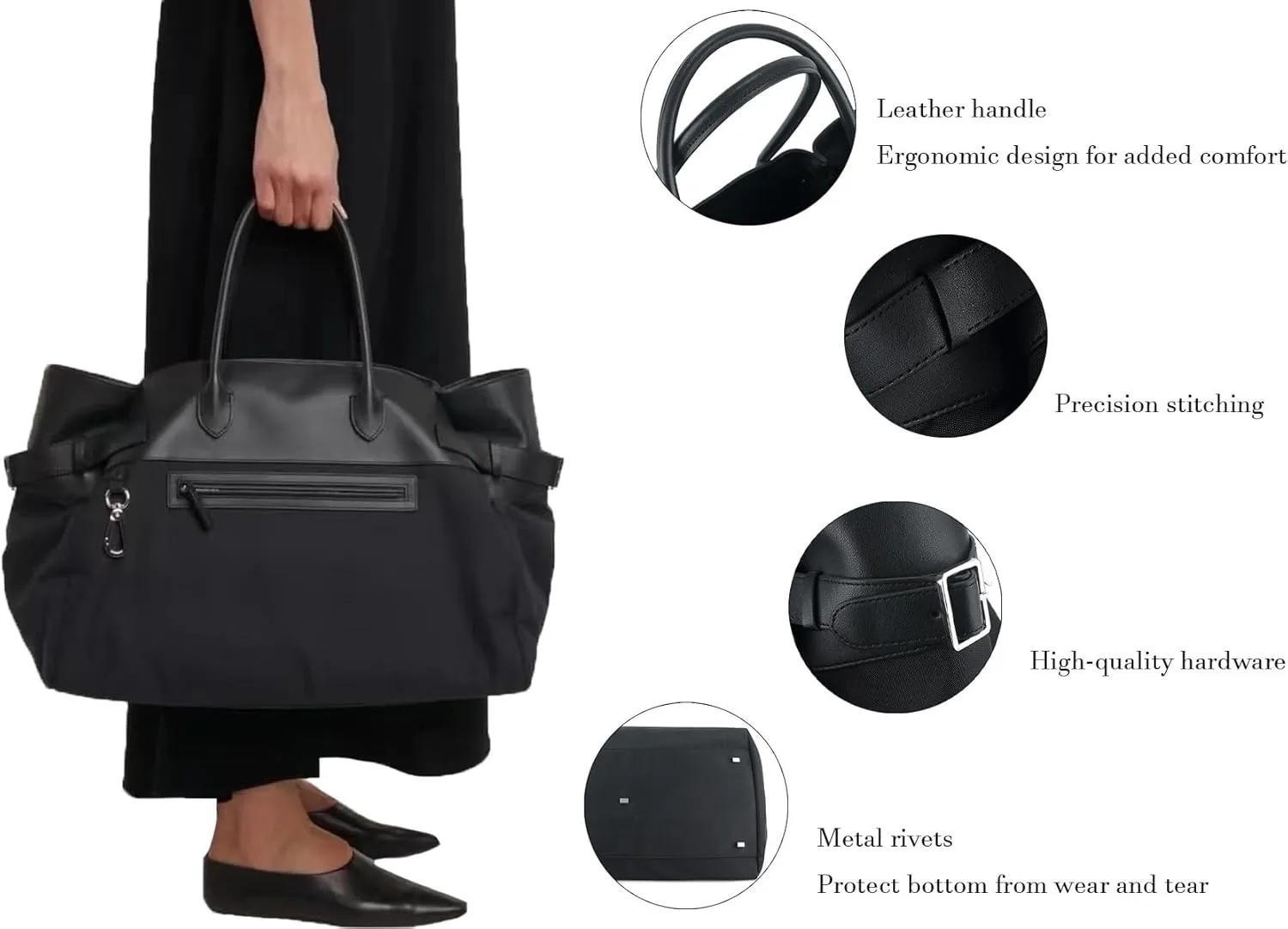 Classic Leather and Canvas Satchels Bags for Women,Top-Handle Tote Bags,large Armpit Bag,Casual Hobo commuter Bag