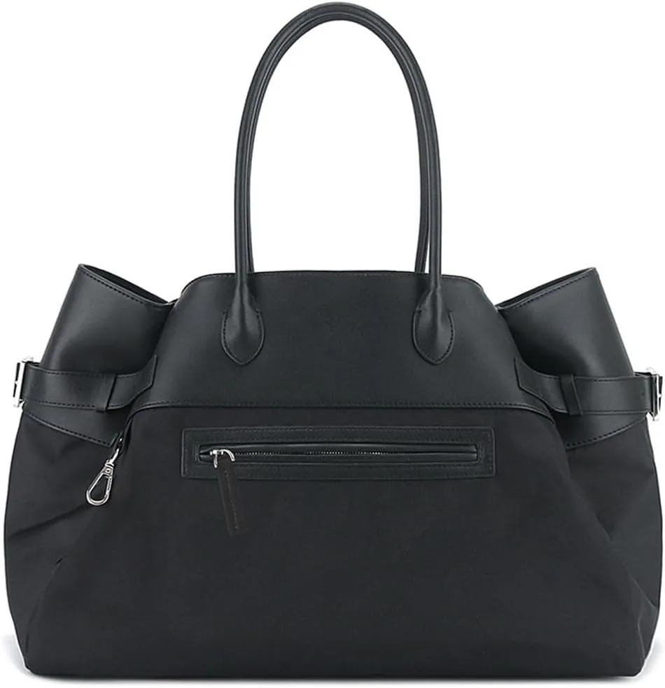 Classic Leather and Canvas Satchels Bags for Women,Top-Handle Tote Bags,large Armpit Bag,Casual Hobo commuter Bag