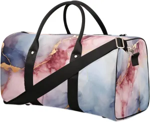 Classic Marble Themed Foldable Lightweight Duffle Bag for Travel - Waterproof Carry On Bags for Airplanes, Travel Duffel Bags for Gym, Weekend