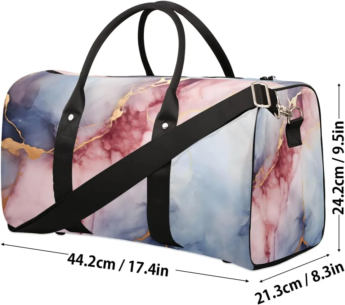 Classic Marble Themed Foldable Lightweight Duffle Bag for Travel - Waterproof Carry On Bags for Airplanes, Travel Duffel Bags for Gym, Weekend