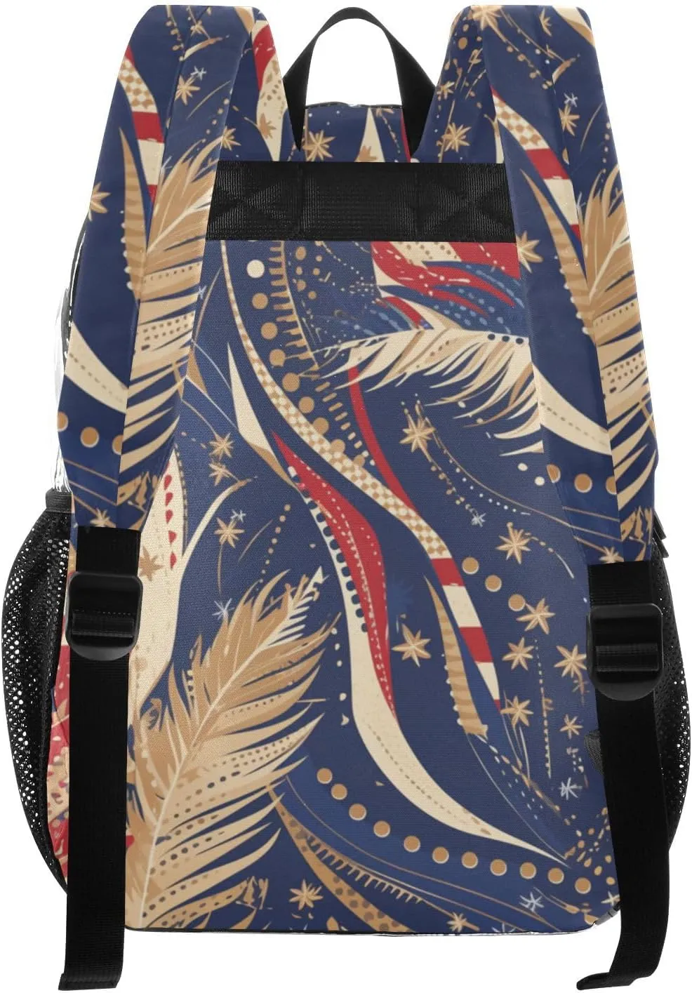 Clear Backpack for Stadium Events School Backpacks Girls Boys heavy duty PVC Waterproof Transparent Plastic Book Bag for Women Work 4th Of July Freedom Feathers Blue