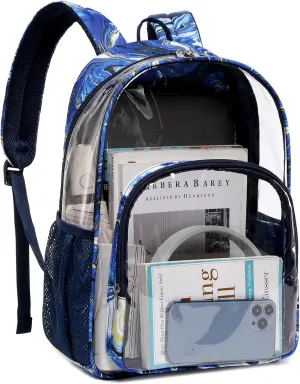 Clear Backpacks for Boys and Girls Heavy Duty TPU See Through Backpacks Transparent Clear Bookbag for Stadium Events, Work, School, and Travel