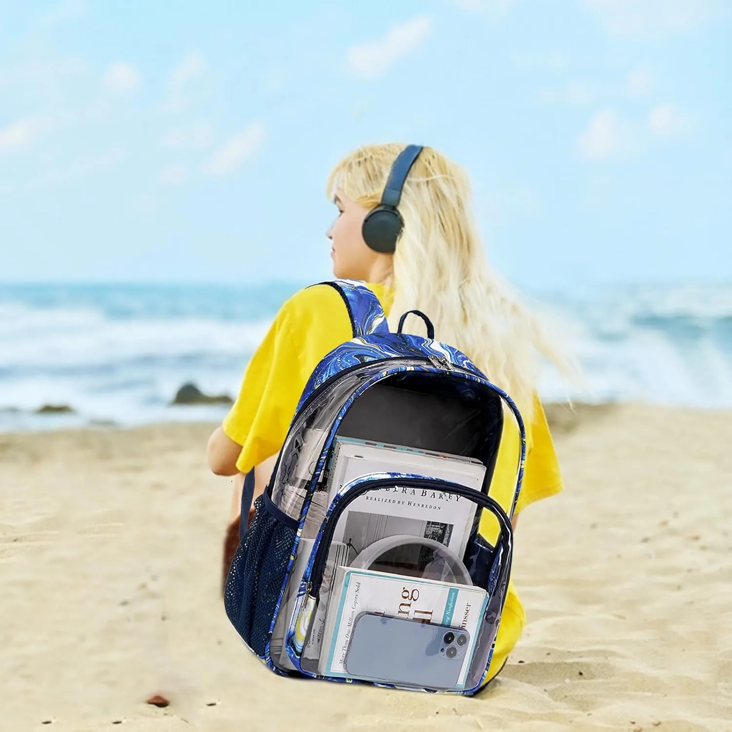 Clear Backpacks for Boys and Girls Heavy Duty TPU See Through Backpacks Transparent Clear Bookbag for Stadium Events, Work, School, and Travel