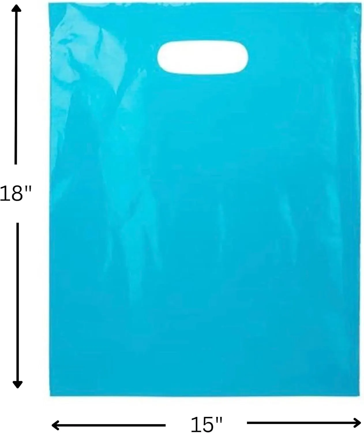 ClearBags 100 Blue Handle Bags 15x18, Extra Thick 2.25 Mil Retail Plastic Shopping Merchandise Gift Bags Tear Resistant Strong Durable Anti Stretch For Small Business LDPE Die Cut, 100% Recyclable