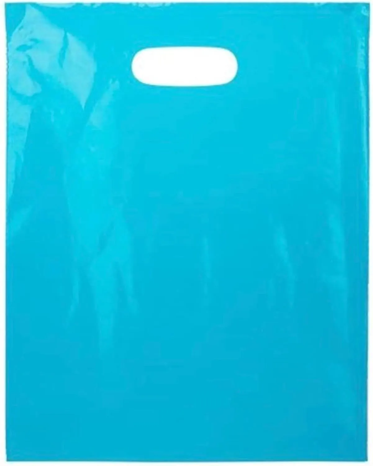 ClearBags 100 Blue Handle Bags 15x18, Extra Thick 2.25 Mil Retail Plastic Shopping Merchandise Gift Bags Tear Resistant Strong Durable Anti Stretch For Small Business LDPE Die Cut, 100% Recyclable