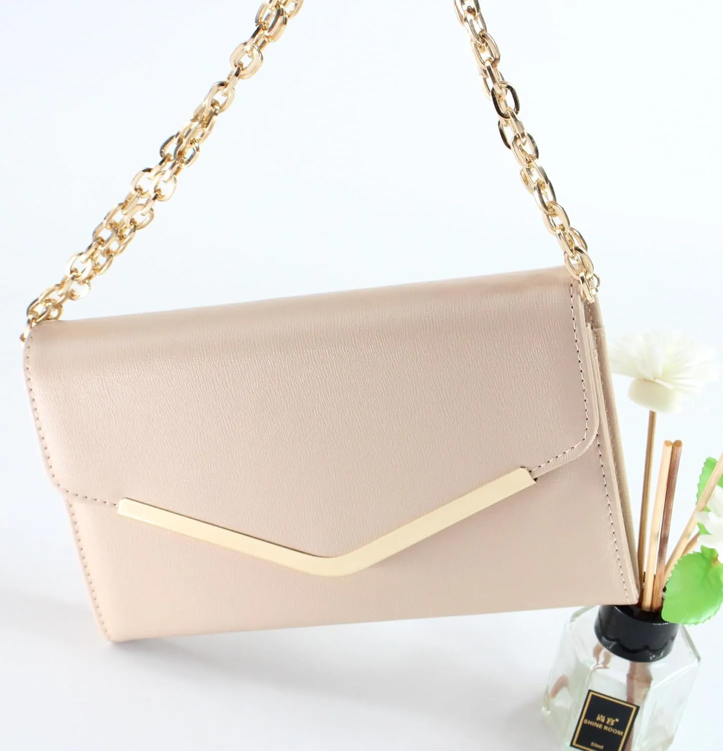 Clutch Purse Evening Bag for Women，Envelope Handbag With Detachable Chain