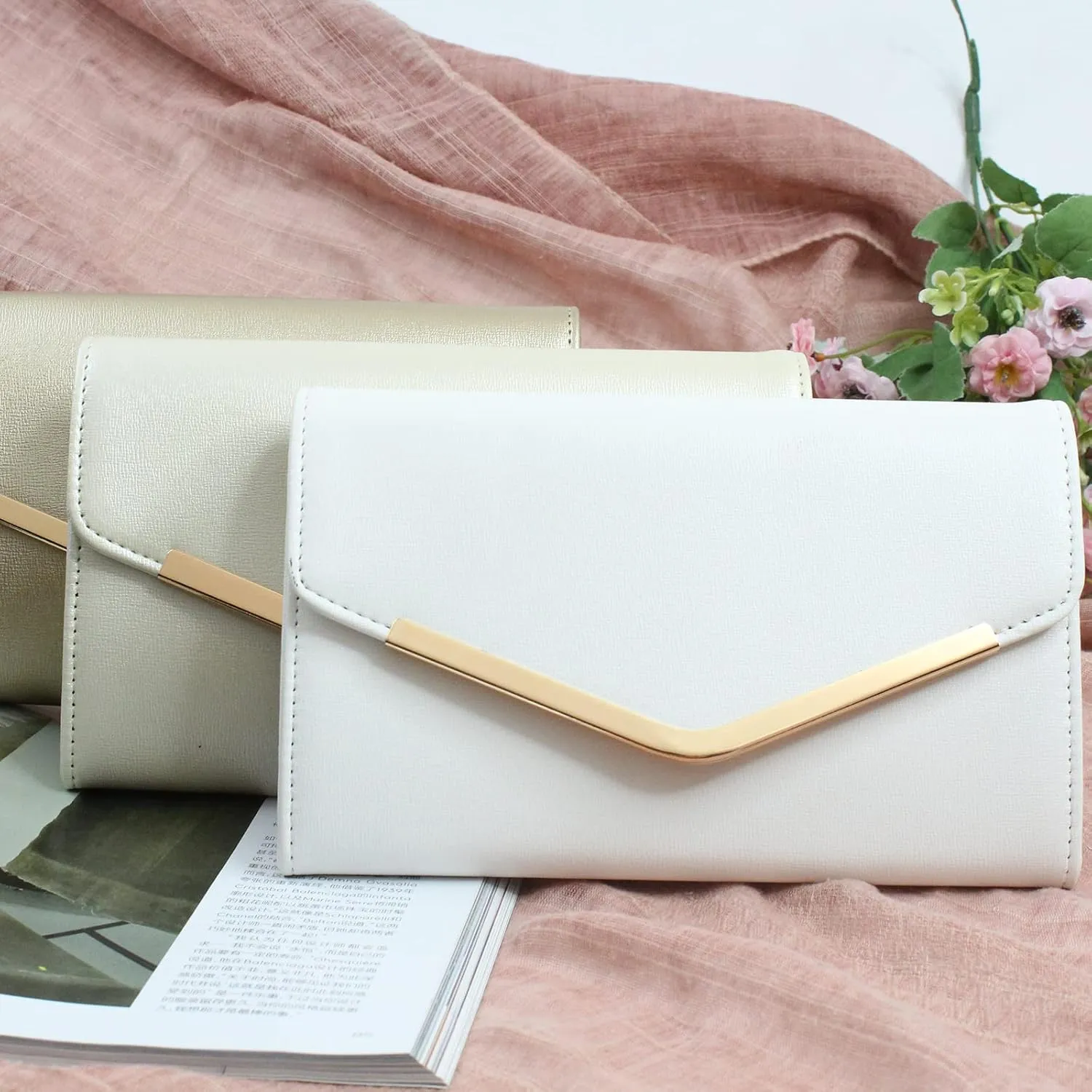 Clutch Purse Evening Bag for Women，Envelope Handbag With Detachable Chain