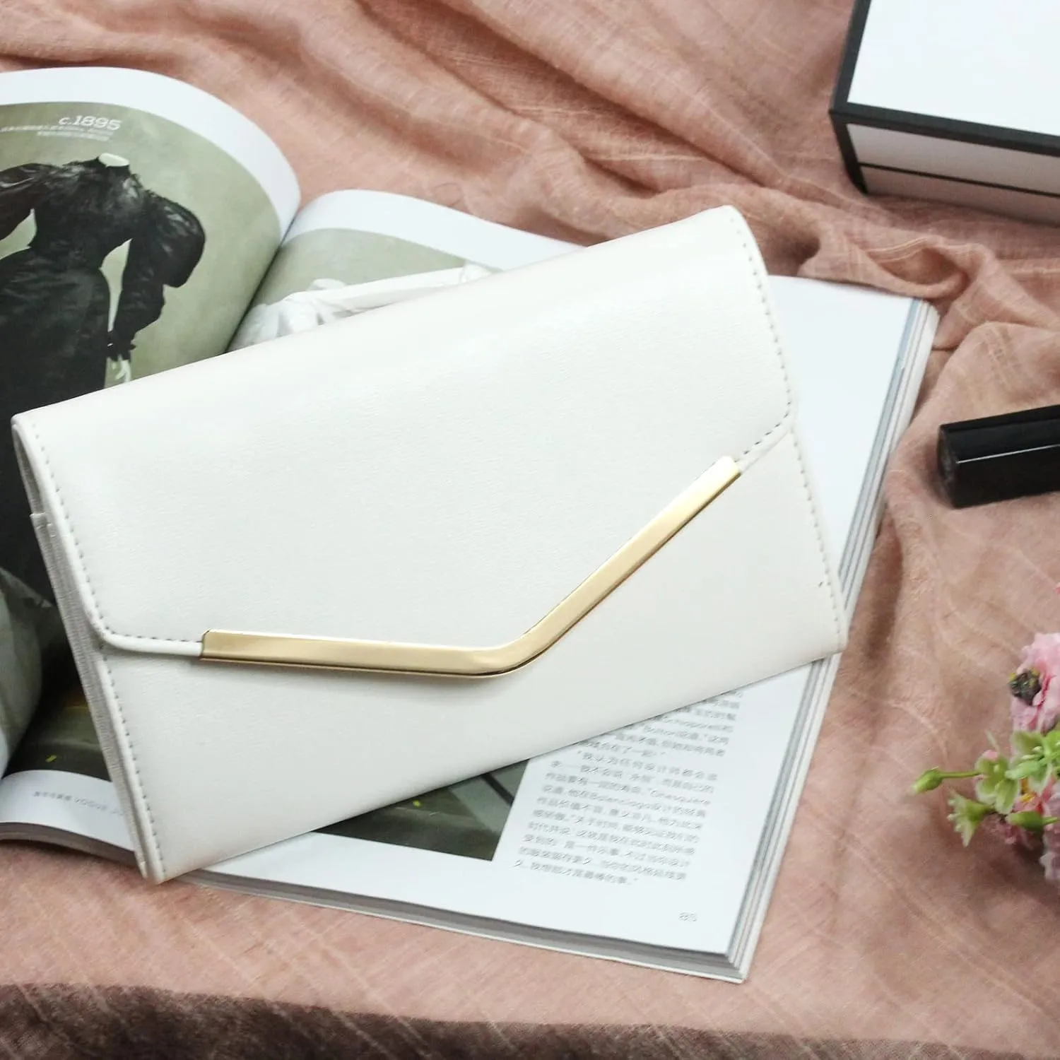 Clutch Purse Evening Bag for Women，Envelope Handbag With Detachable Chain