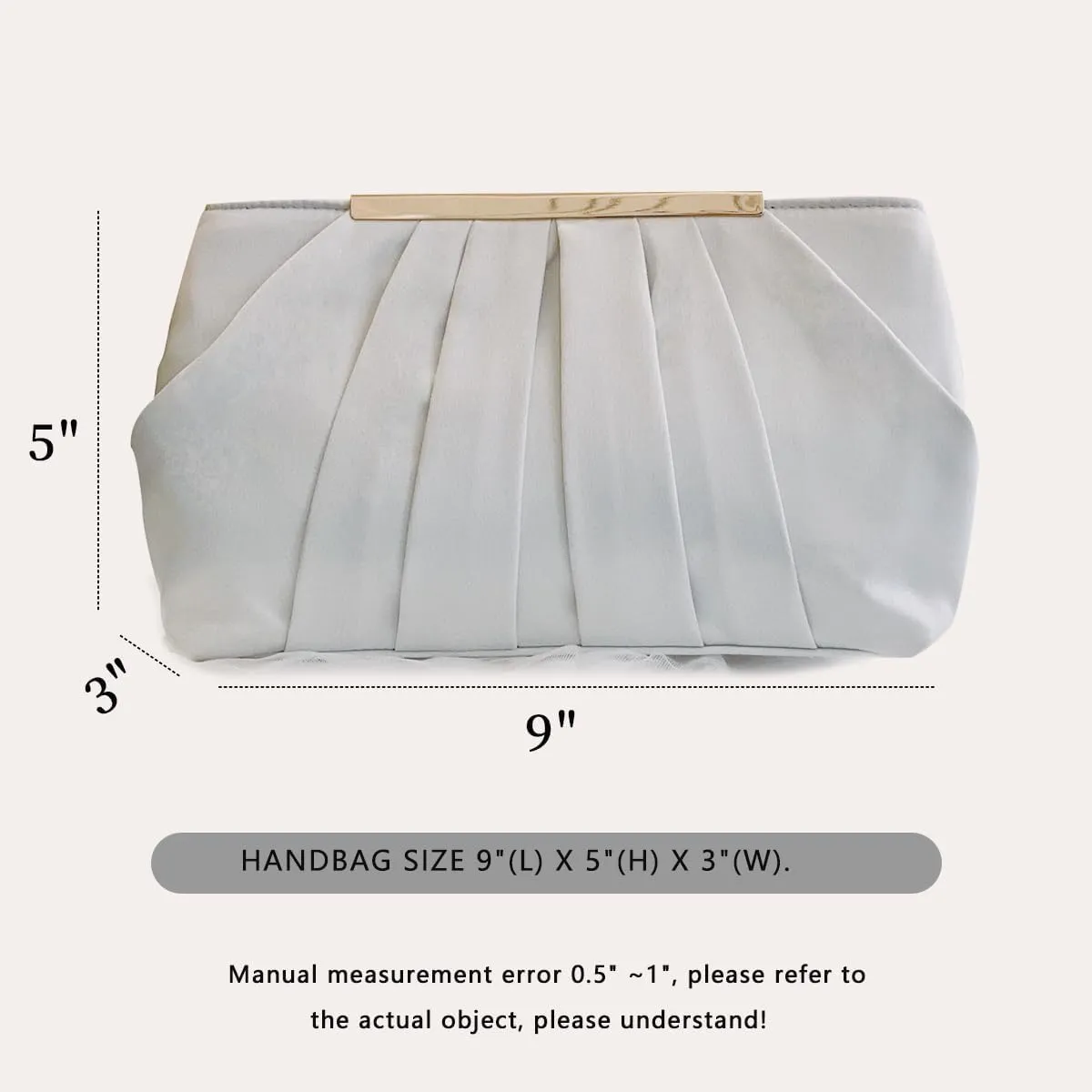Clutch Purse for Women,Evening Clutches for Wedding, Detachable Chain Strap Pleated Crossbody Shoulder Handbag
