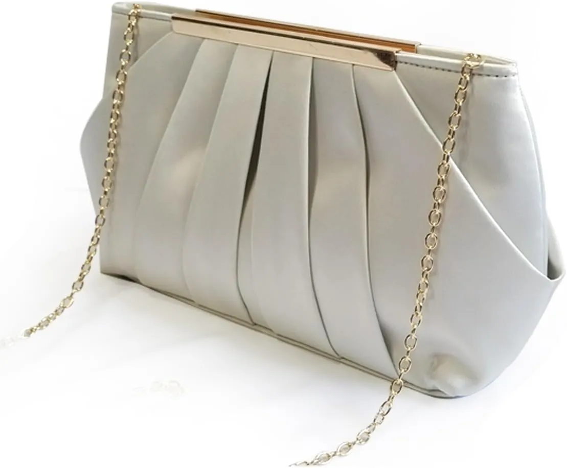 Clutch Purse for Women,Evening Clutches for Wedding, Detachable Chain Strap Pleated Crossbody Shoulder Handbag