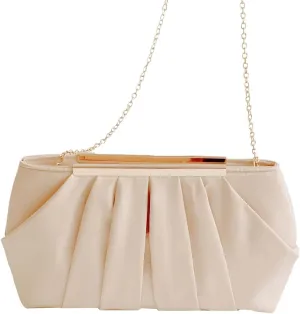 Clutch Purse for Women,Evening Clutches for Wedding, Detachable Chain Strap Pleated Crossbody Shoulder Handbag