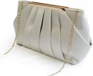 Clutch Purse for Women,Evening Clutches for Wedding, Detachable Chain Strap Pleated Crossbody Shoulder Handbag