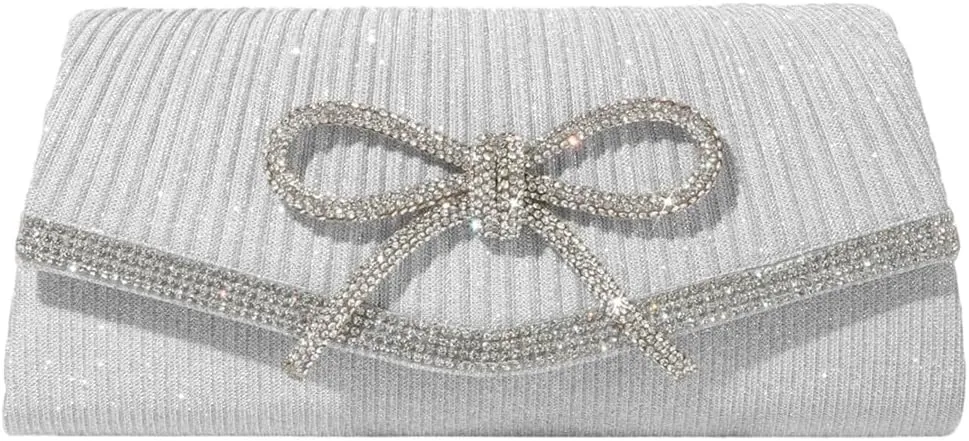 Clutch Purses for Women Rhinestone Bow Evening Bag Sparkly Bow Clutch Purse Envelope Crossbody Bag Formal Party Prom Handbag
