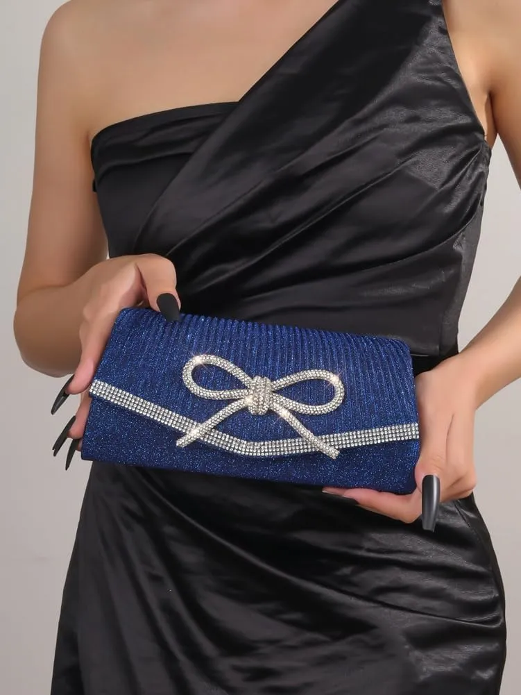 Clutch Purses for Women Rhinestone Bow Evening Bag Sparkly Bow Clutch Purse Envelope Crossbody Bag Formal Party Prom Handbag