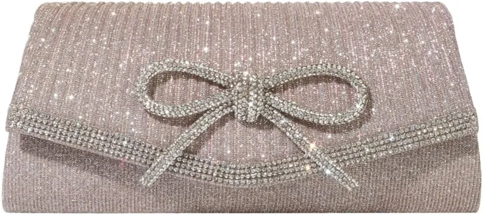 Clutch Purses for Women Rhinestone Bow Evening Bag Sparkly Bow Clutch Purse Envelope Crossbody Bag Formal Party Prom Handbag