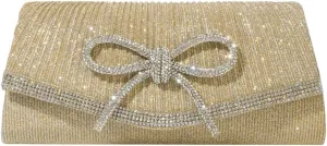 Clutch Purses for Women Rhinestone Bow Evening Bag Sparkly Bow Clutch Purse Envelope Crossbody Bag Formal Party Prom Handbag