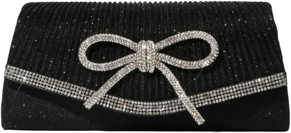 Clutch Purses for Women Rhinestone Bow Evening Bag Sparkly Bow Clutch Purse Envelope Crossbody Bag Formal Party Prom Handbag