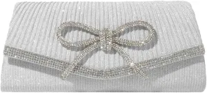 Clutch Purses for Women Rhinestone Bow Evening Bag Sparkly Bow Clutch Purse Envelope Crossbody Bag Formal Party Prom Handbag