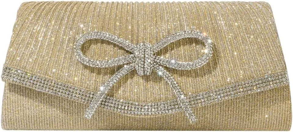 Clutch Purses for Women Rhinestone Bow Evening Bag Sparkly Bow Clutch Purse Envelope Crossbody Bag Formal Party Prom Handbag