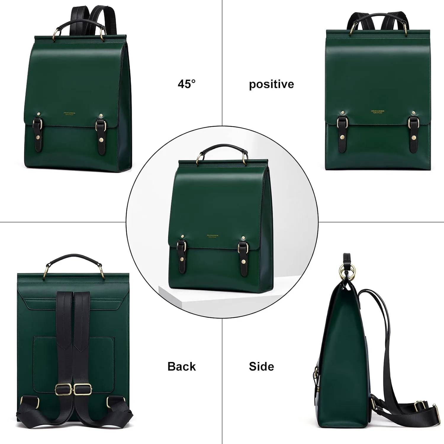 Cnoles Leather Backpack Purse For Women Fashion Ladies Vintage Bags Casual College Travel Backpacks Large bag Green