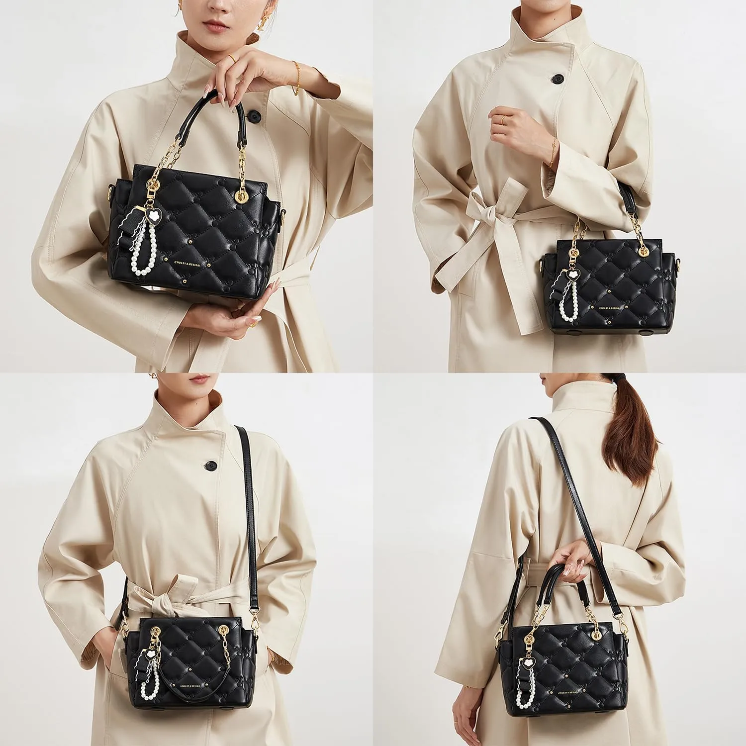 Cnoles Satchel Bag For Women Fashion Leather Handbags and Purses Shoulder Tote Crossbody Top Handle Bags