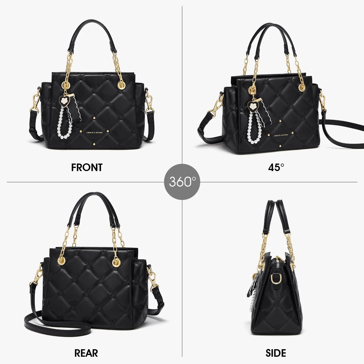 Cnoles Satchel Bag For Women Fashion Leather Handbags and Purses Shoulder Tote Crossbody Top Handle Bags