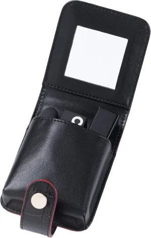 Cockatoo Leather Lipstick Case with Mirror Makeup Holder Portable Small Cosmetic Bag for Women More Colors