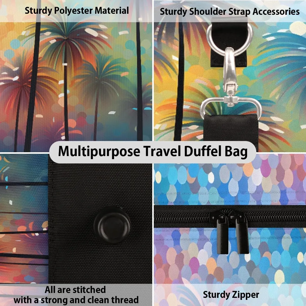 Coconut Tree Pattern Foldable Lightweight Duffle Bag for Travel - Waterproof Carry On Bags for Airplanes, Travel Duffel Bags for Gym, Weekend