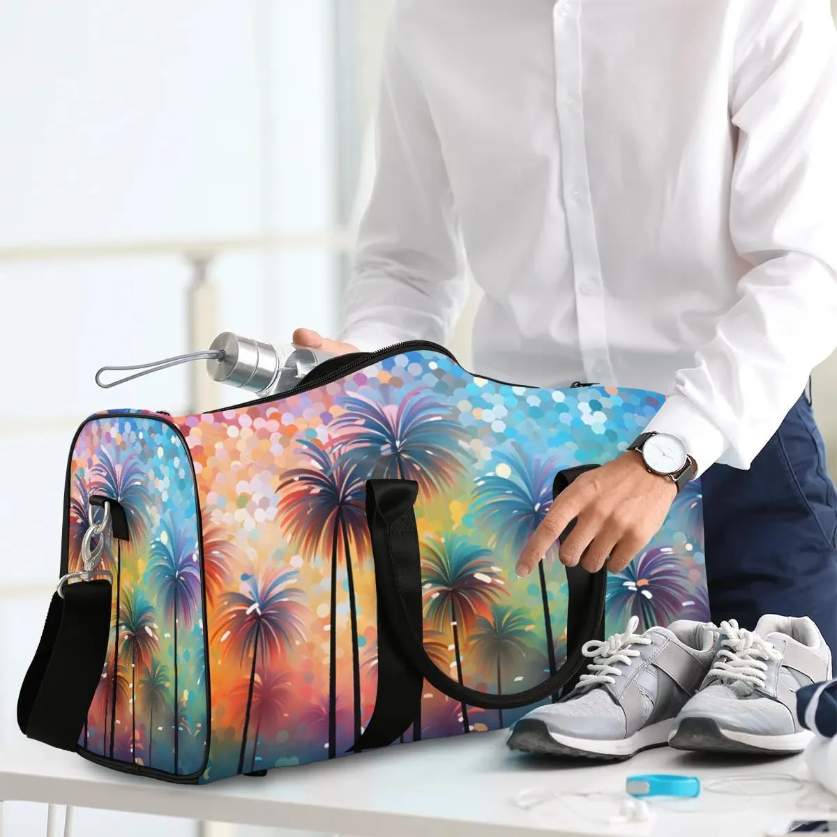 Coconut Tree Pattern Foldable Lightweight Duffle Bag for Travel - Waterproof Carry On Bags for Airplanes, Travel Duffel Bags for Gym, Weekend