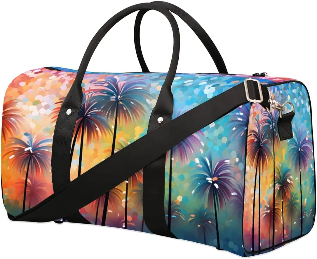 Coconut Tree Pattern Foldable Lightweight Duffle Bag for Travel - Waterproof Carry On Bags for Airplanes, Travel Duffel Bags for Gym, Weekend